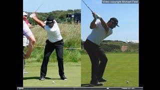 Jon Rahm golf swing  Long Iron faceon amp downtheline July 2017 [upl. by Irpak]