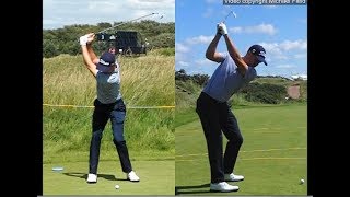 Justin Thomas golf swing  Long Iron faceon amp downtheline July 2017 [upl. by Culosio911]